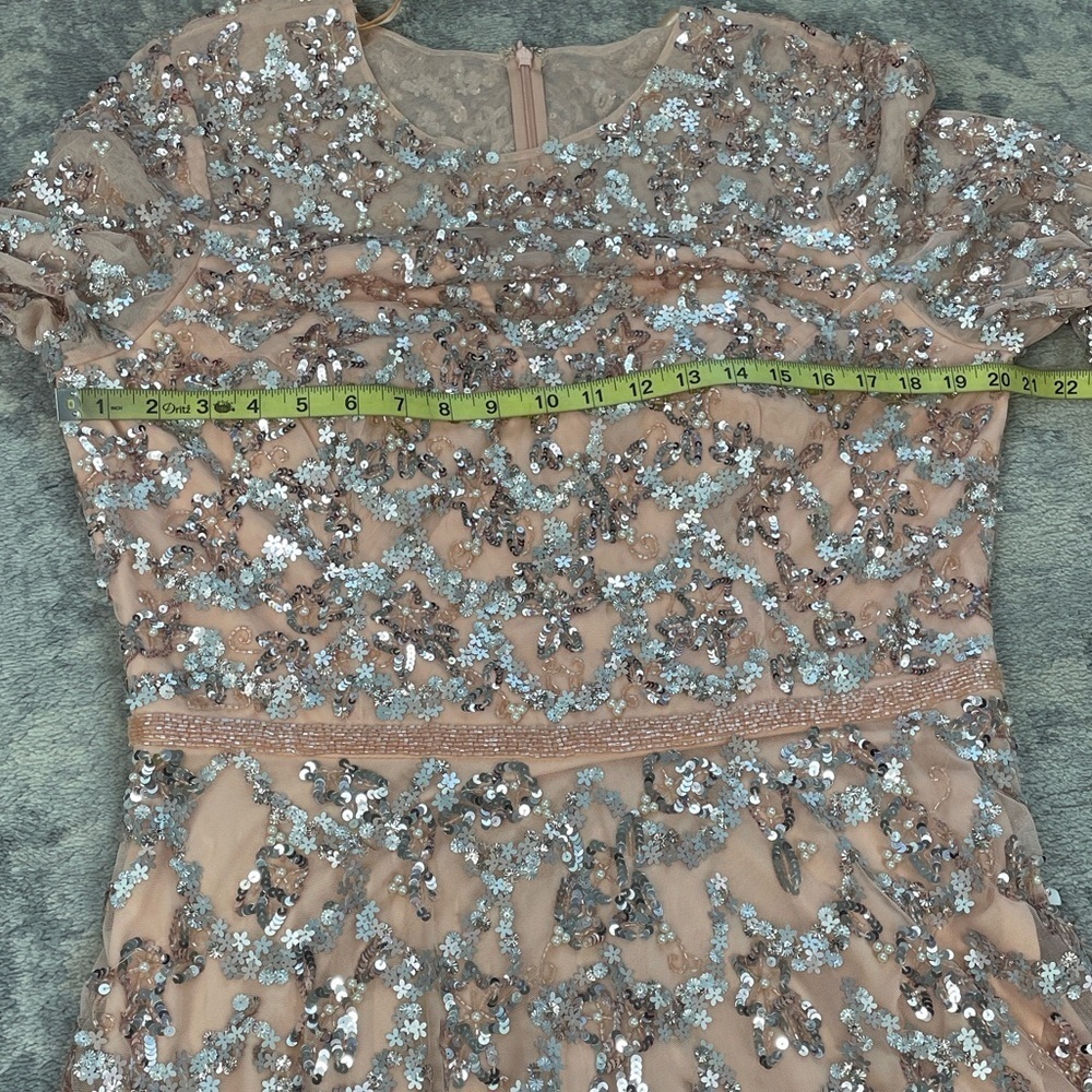 NWT Mac Duggal 5496 Embellished Illusion High Neck Long Sleeve A Line Gown 14 - Picture 13 of 16